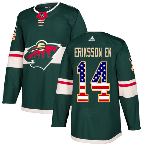 Adidas Wild #14 Joel Eriksson Ek Green Home Authentic USA Flag Stitched NHL Jersey
